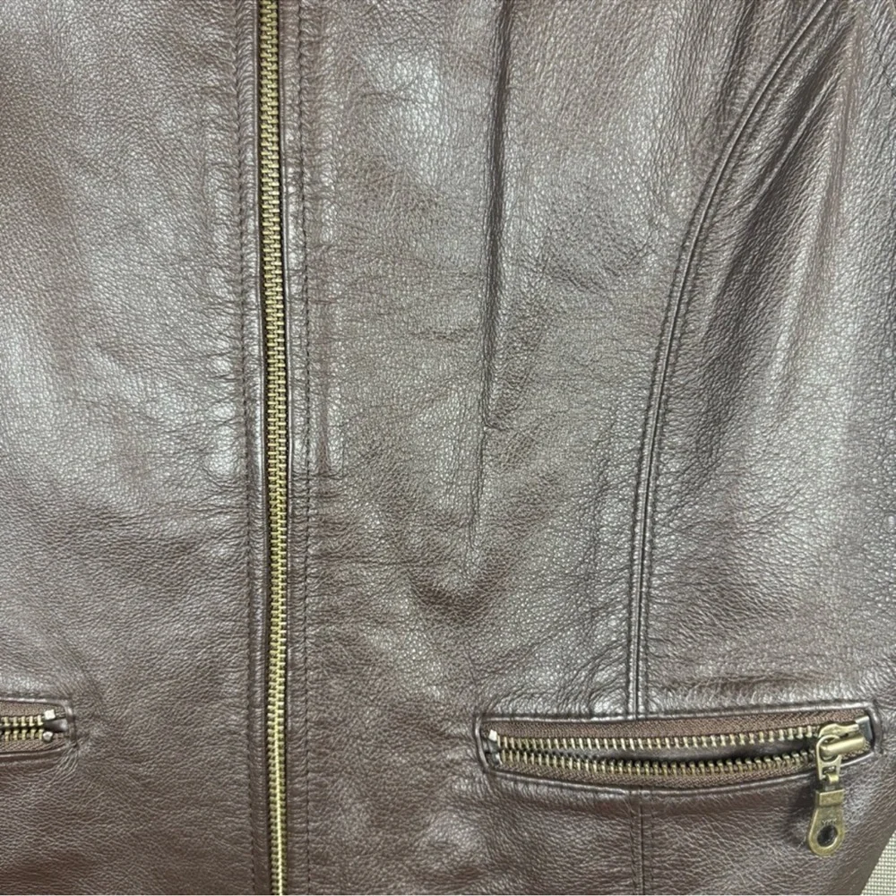 Jennifer Moore Dark Brown Leather Zip Vest - Picture 4 of 8